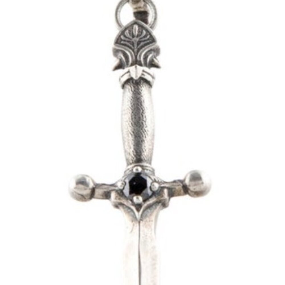JOHN VARVATOS STERLING SILVER 925 DIAMOND DAGGER PENDANT NECKLACE - Picture 6 of 8